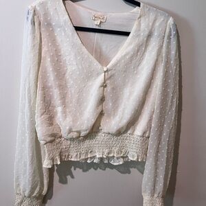 Elegant Cream V-Neck Blouse